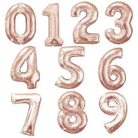 Globos numeros gold rose 16" (sueltos)
