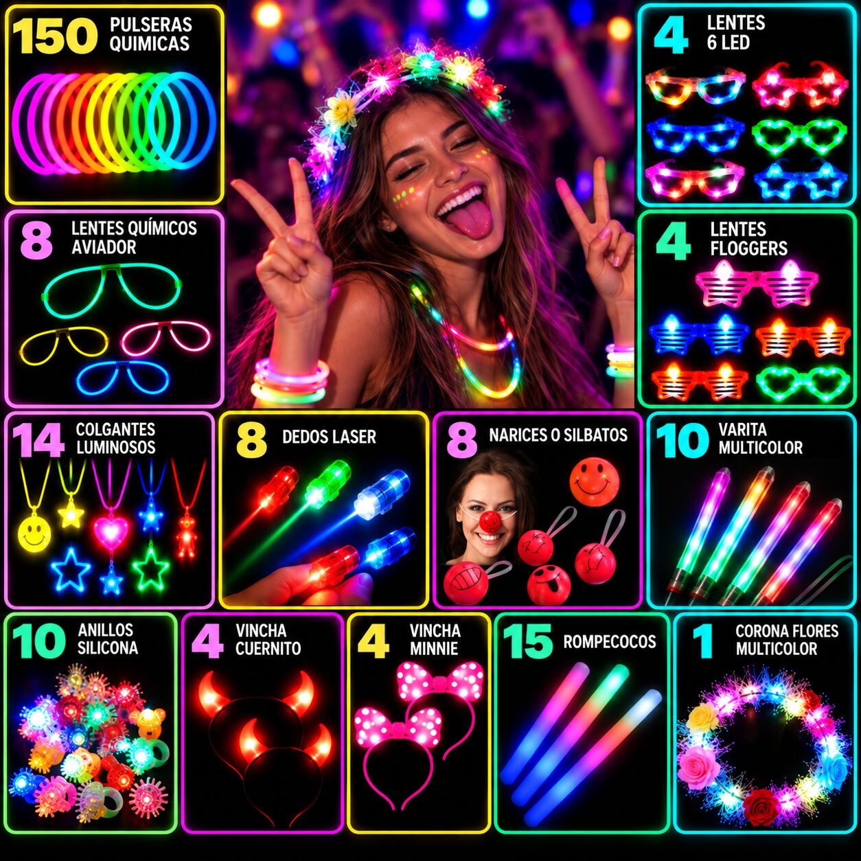 *Combo cotillon luminoso 80-120 personas + regalo
