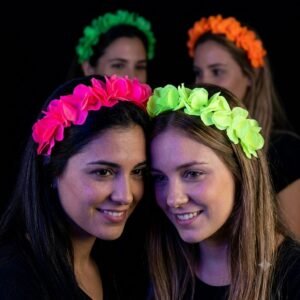 Vincha flores hawaiana fluo