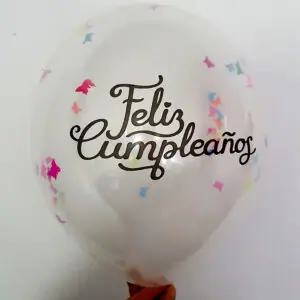Globos cristal latex "Feliz Cumpleaños" (pack x 5)