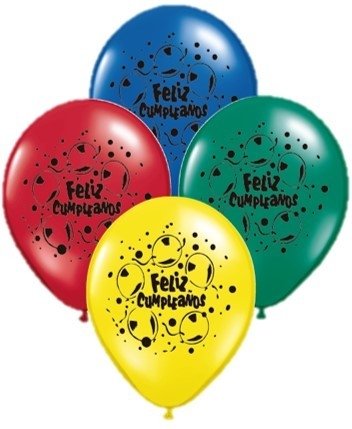 Globos latex Feliz Cumpleaños (pack x 5) - Todo Luminoso