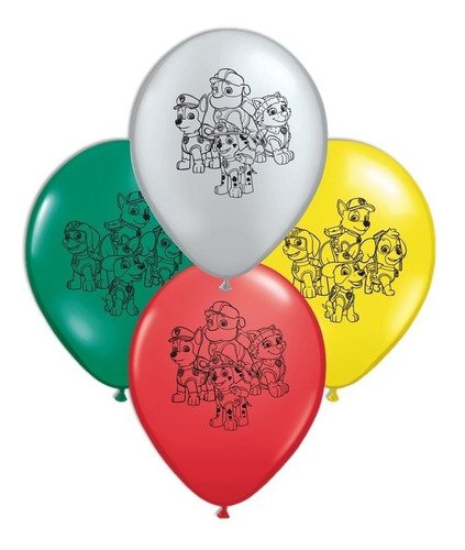 Globos de látex con caras de la Patrulla Canina de 5