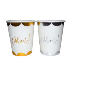 Vasos polipapel blancos "Celebrate" (pack x 10)
