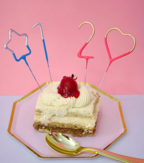 Velitas chispita corazon rosa con dorado