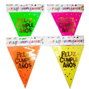 Guirnalda banderin triangulo feliz cumple letra dorada