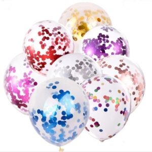 Globos latex cristal con confeti (pack x 5)