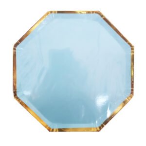 Platos octogonal borde dorado (pack x 10)