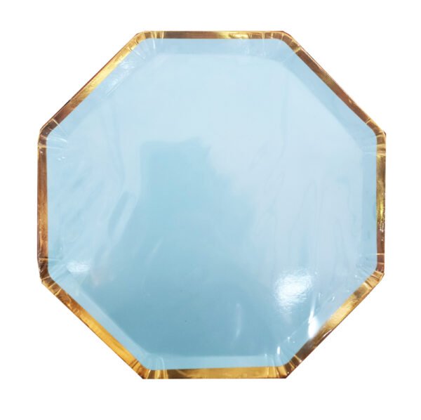Platos octogonal borde dorado (pack x 10)