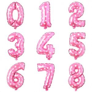 Globos numeros estampados rosa 16"