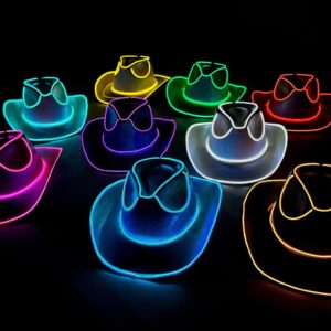Sombrero cowboy holográfico luminoso hilo de neon