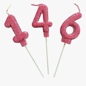 Velitas numerotes de parafina rosa