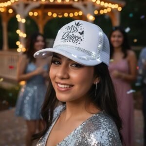 Visera trucker luminosa strass "Mis 15"