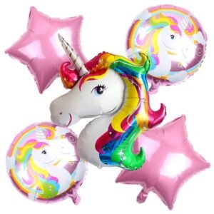 Combo globos unicornio 5 piezas