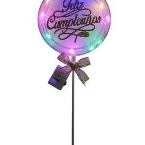 Topper para torta circular Feliz Cumple luminoso