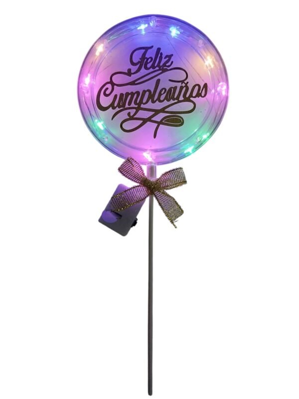 Topper para torta circular Feliz Cumple luminoso