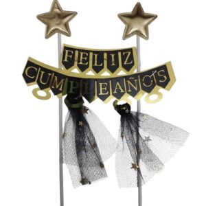 Topper para torta Feliz Cumple c/estrellas