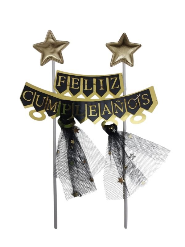 Topper para torta Feliz Cumple c/estrellas