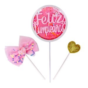 Topper Feliz Cumple estrellitas ( 3 pcs )