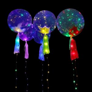 Globo burbuja luminoso con plumas y lluvia 18"