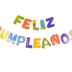 Banderin Dino letras Feliz Cumpleaños