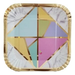 Platos pastel vitraux cuadrados (pack x 8)