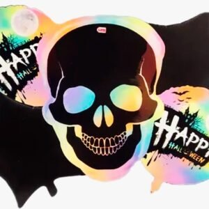 Set 5 globos metalizados halloween calavera negra