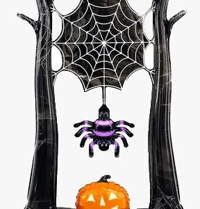 Globo metalizado silueta arboles con tela de araña 1.10 cm