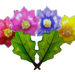 Set globos flores primavera y hojas (6 pcs)