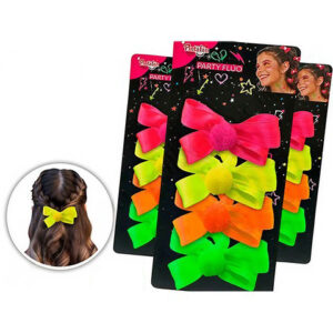 Moños colita para pelo fluo surtidos (pack x 4)