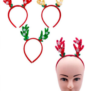 Promo 12 vinchas navidad reno c/lentejuelas