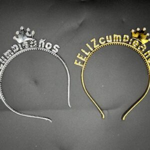 Promo 12 vinchas Feliz cumpleaños coronita surtidas