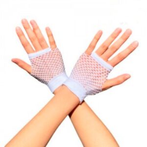 Guantes de red cortos celeste y blanco