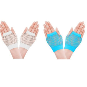Promo 12 guantes de red cortos celeste y blanco