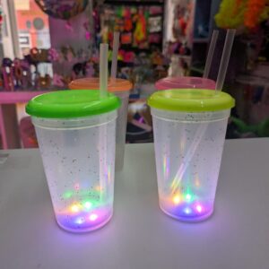 Promo 10 vasos glitter fluo luminosos