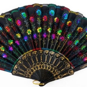 Abanico negro bordado con lentejuelas