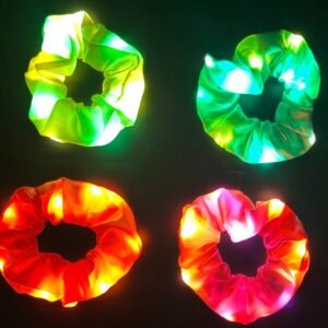 Promo 12 colitas de pelo fluo luminosas scrunchies
