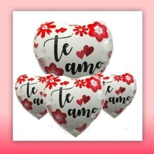 Promo 5 globos te amo blanco flores
