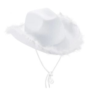 Sombrero cowboy blanco liso con plumas