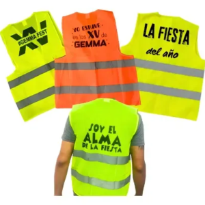 Promo 50 Chalecos fluo con frases