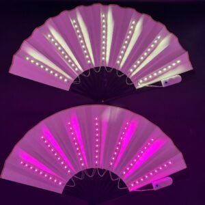 Promo 12 abanicos luminosos blanco y rosa