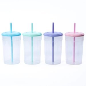 Promo 10 vasos eco transparente con tapa y sorbete