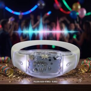 Pulsera luminosa audioritmica blanca