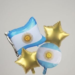 Set 4 piezas globos bandera Argentina y estrella