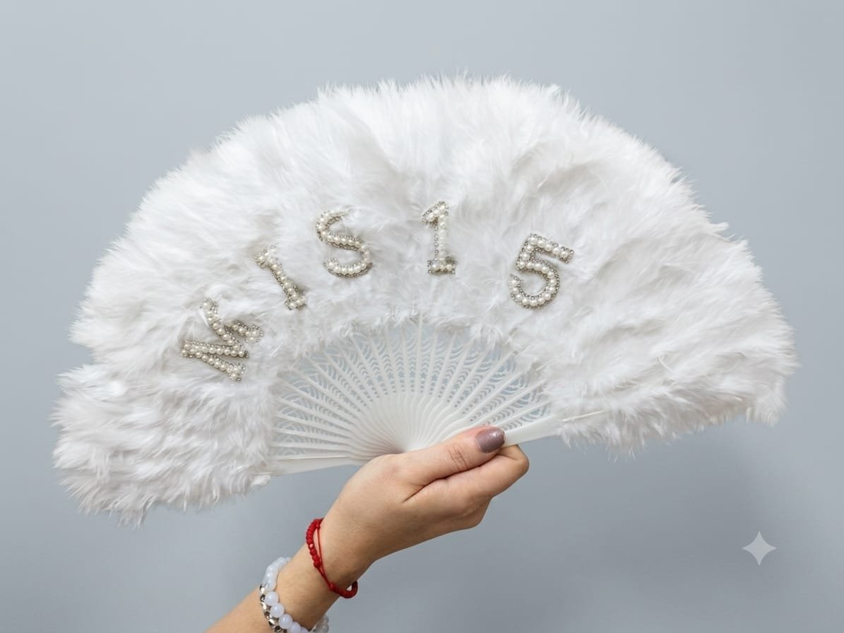 Abanico plumas «Mis 15»
