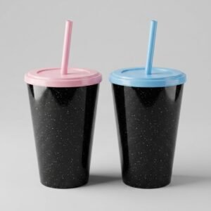 Vasos conicos glitter negros