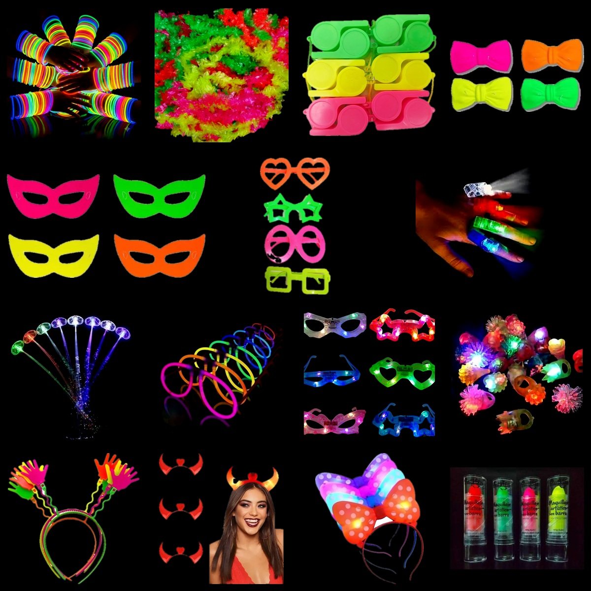 Combo cotillon fluo luminoso 50-80 personas