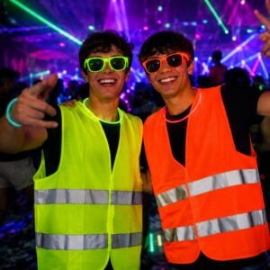 Promo 10 chalecos fluo + 10 lentes tipo ray ban