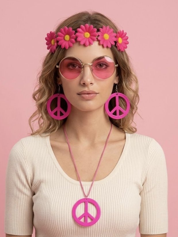 Set disfraz hippie fucsia