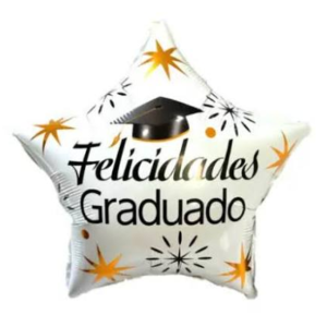 Globo esfera egresados "Felicidades Graduado" blanco