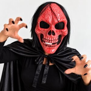 Mascara calavera con pelo y manto